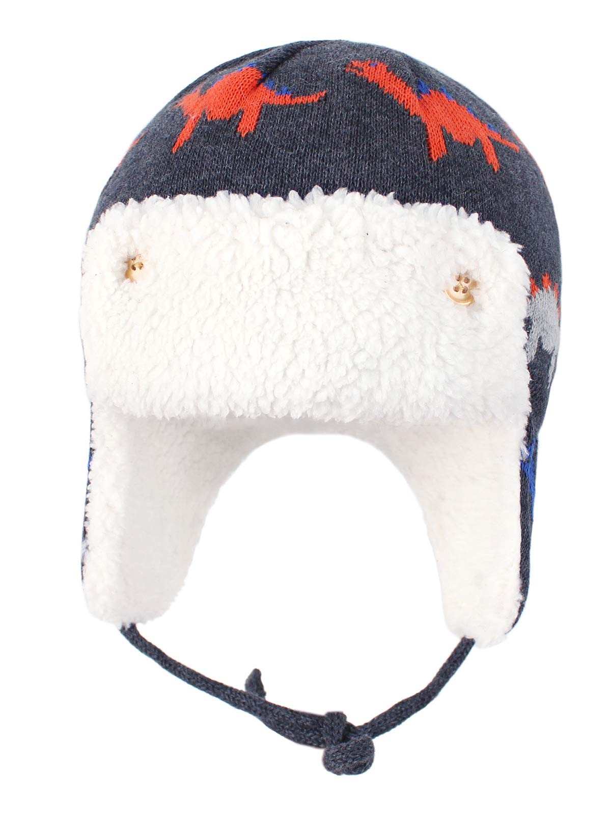 Century Star Baby Winter Fleece Lined Hat Knit Earflap Kids Caps Infant Toddler Boys Girls Beanie Hats Cartoons Dinosaurs 2-4T