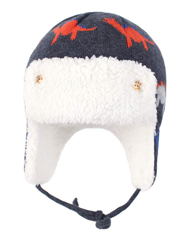 Century Star Baby Winter Fleece Lined Hat Knit Earflap Kids Caps Infant Toddler Boys Girls Beanie Hats Cartoons Dinosaurs 2-4T