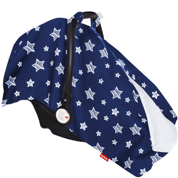 Moonsea Baby Carseat Canopy Nursing Cover, Car Seat Canopy For Girls Or Boys, Navy Star Print Infant Car Seat Canopy With Soft M