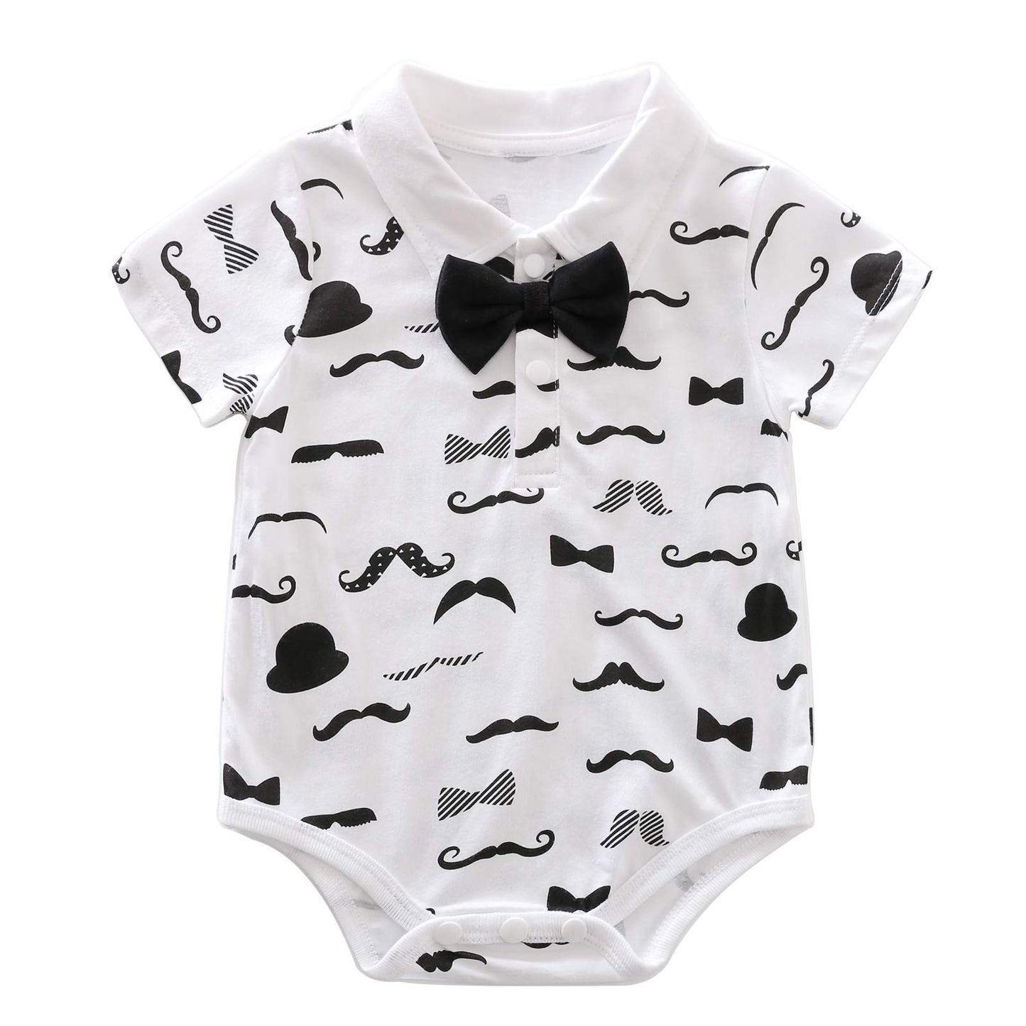 Yfybaby Newborn Baby Boys Gentleman Outfits Suits Infant Short Sleeve Shirt+Bib Pants+Bow Tie Overalls Clothes Set