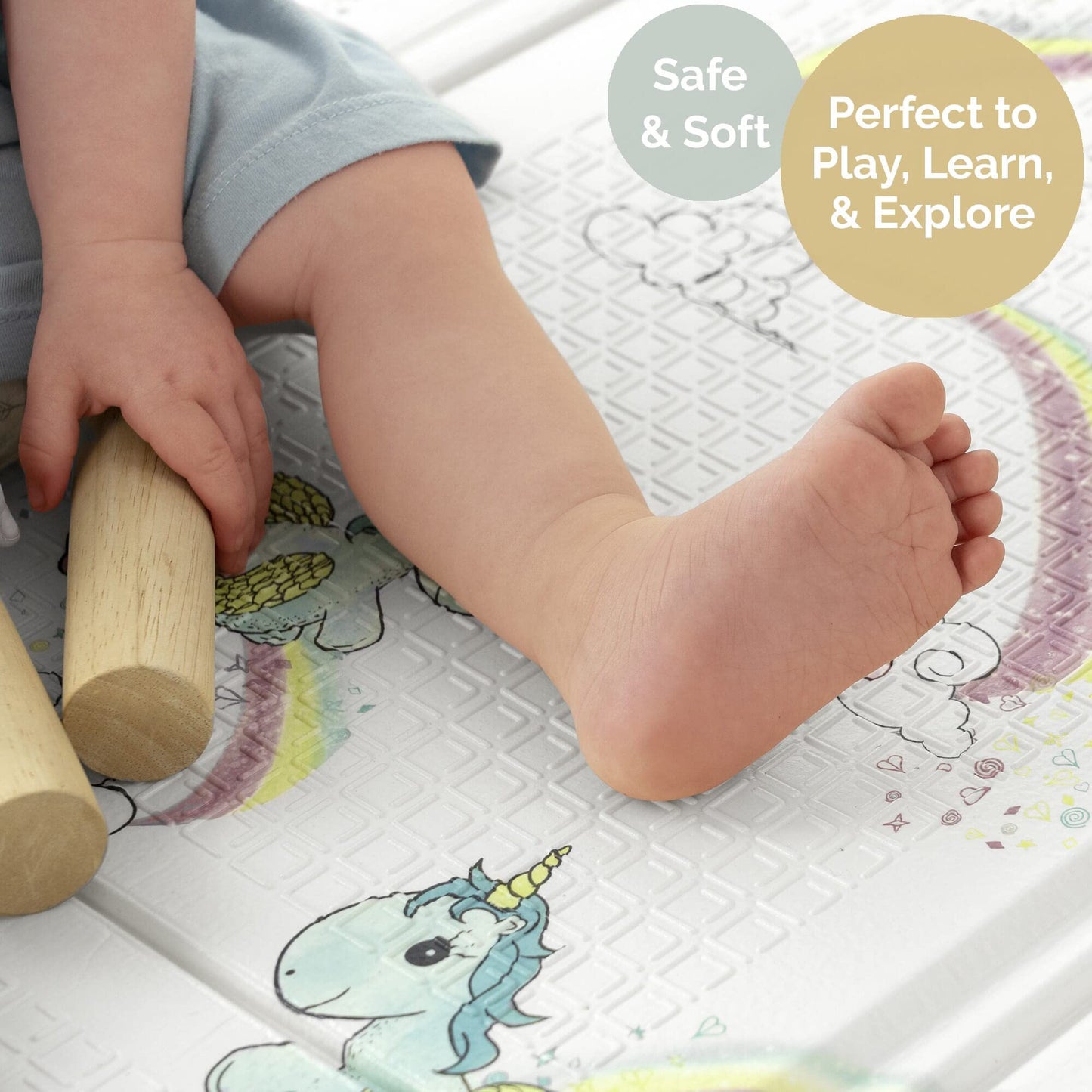 Jumpoff Jo - Large Waterproof Foam Padded Play Mat For Infants, Babies, Toddlers, Play & Tummy Time, Foldable Activity Mat, 70'