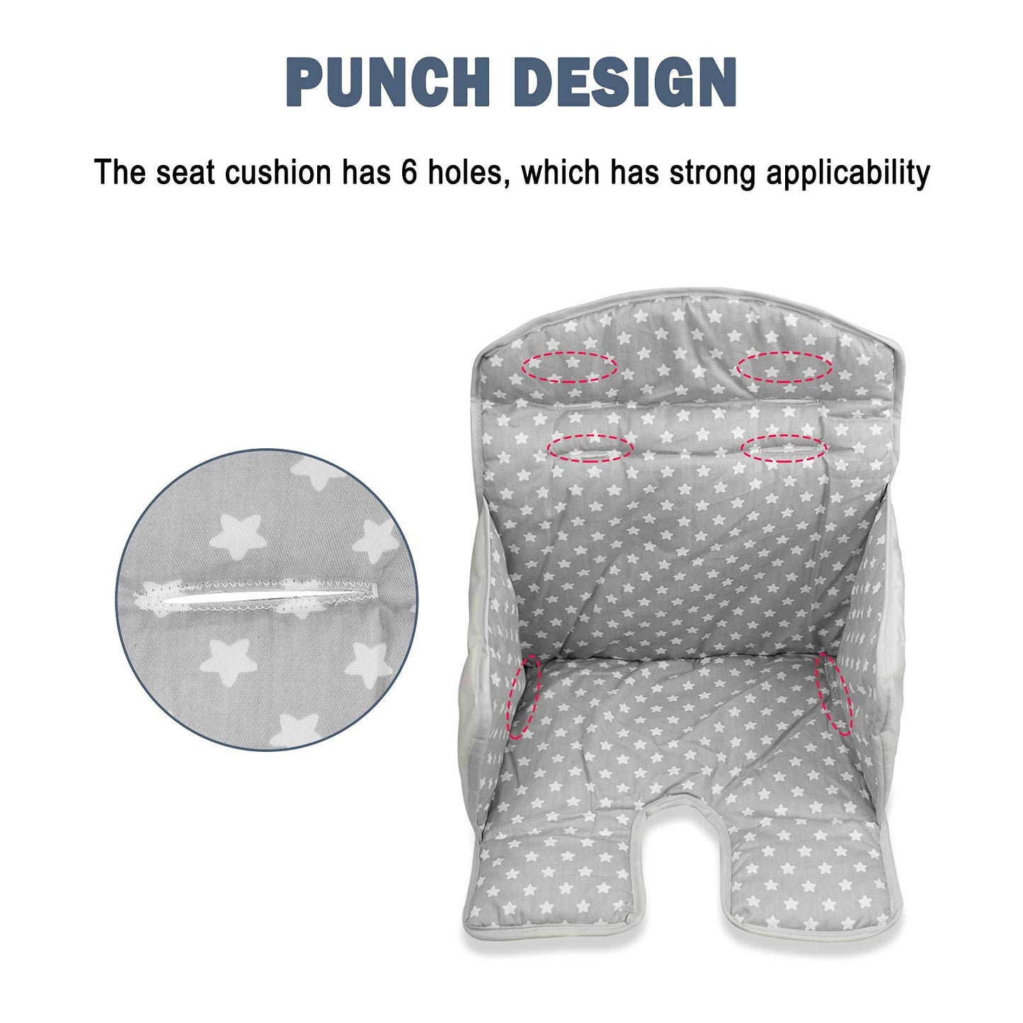 Twoworld High Chair Cushion, High Chair Seat Cover For Baby Dining Hair (Gray Star)
