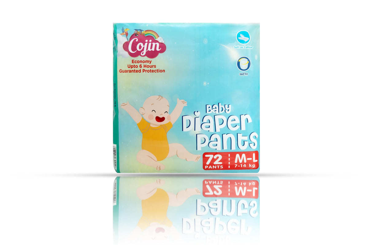Cojin Economy Baby Diaper Pants (ML, 72 Baby Diaper Pants,Upto 6 Hours Guarranted Protection,Economy Baby Diapers