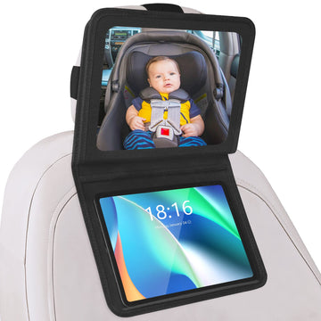 Brislut Baby Car Mirror With Tablet Holder, Road Trip Essentials For Kids, Back Seat Mirror To See Rear Facing Infant, Adjustabl