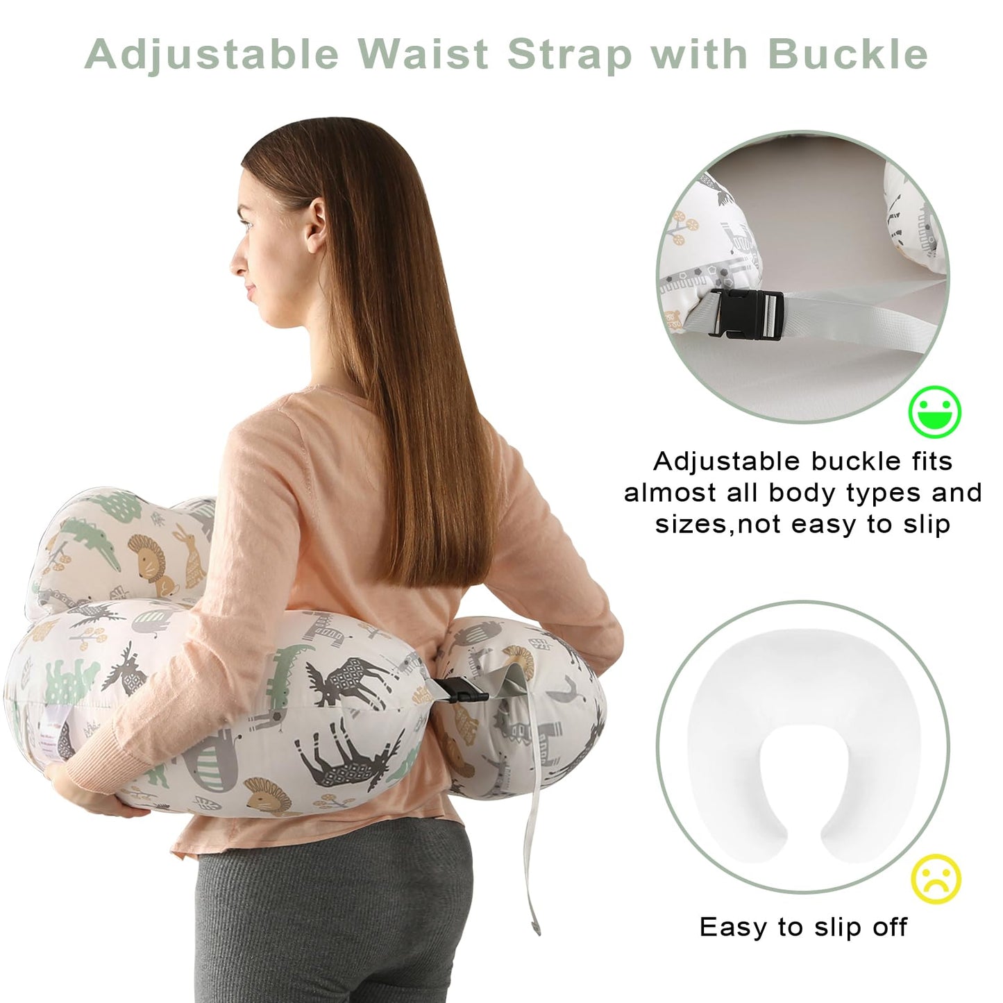 Battop Nursing Pillow For Breastfeeding,Bottle Feeding,Plus Size Breastfeeding Pillows With Adjustable Waist Strap Removable Cov