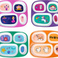4E'S Novelty 4 Melamine Dinner Plate For Kids Girls, Plastic Mealtime Divided Plates, Dinnerware Dishes Set For Toddlers Picky E