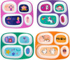4E'S Novelty 4 Melamine Dinner Plate For Kids Girls, Plastic Mealtime Divided Plates, Dinnerware Dishes Set For Toddlers Picky E