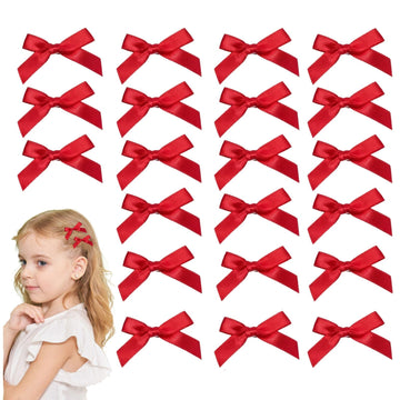 20Pcs Red Hair Bows and Alligator Clips Set, Mini Ribbon Barrettes for Girls, Women