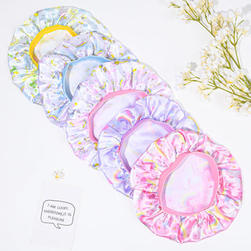 5 Pcs Kids Bonnet For Girls Silk Bonnet Sleeping Kid Baby Toddler Wide Band Night Sleep Caps Colorful Night Hats Natural Hair