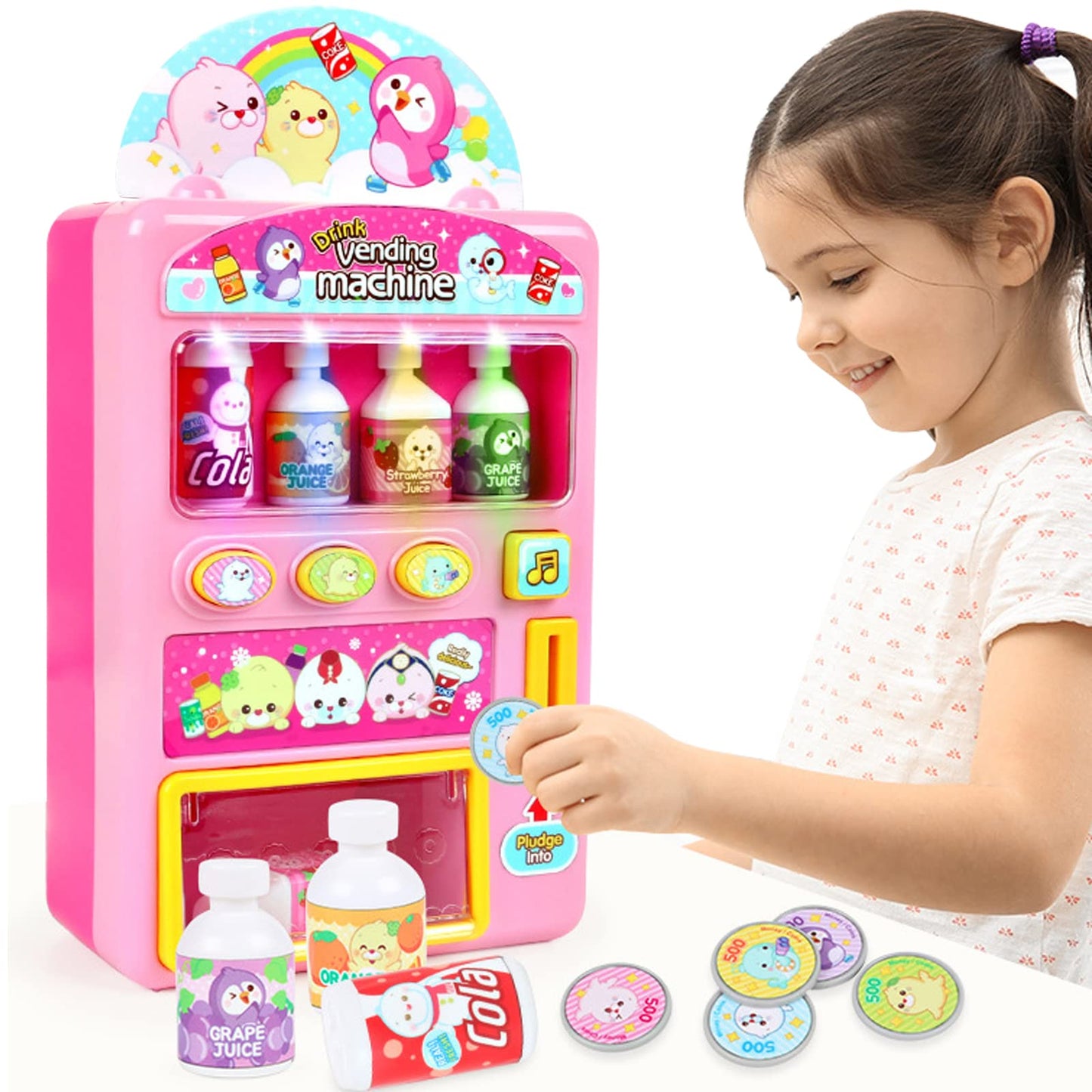 Woleigiao Kids Toy Vending Machine Toys for Kids with Music and Lights Juice Drink Vending Machines Dispenser Toys Perfects for 