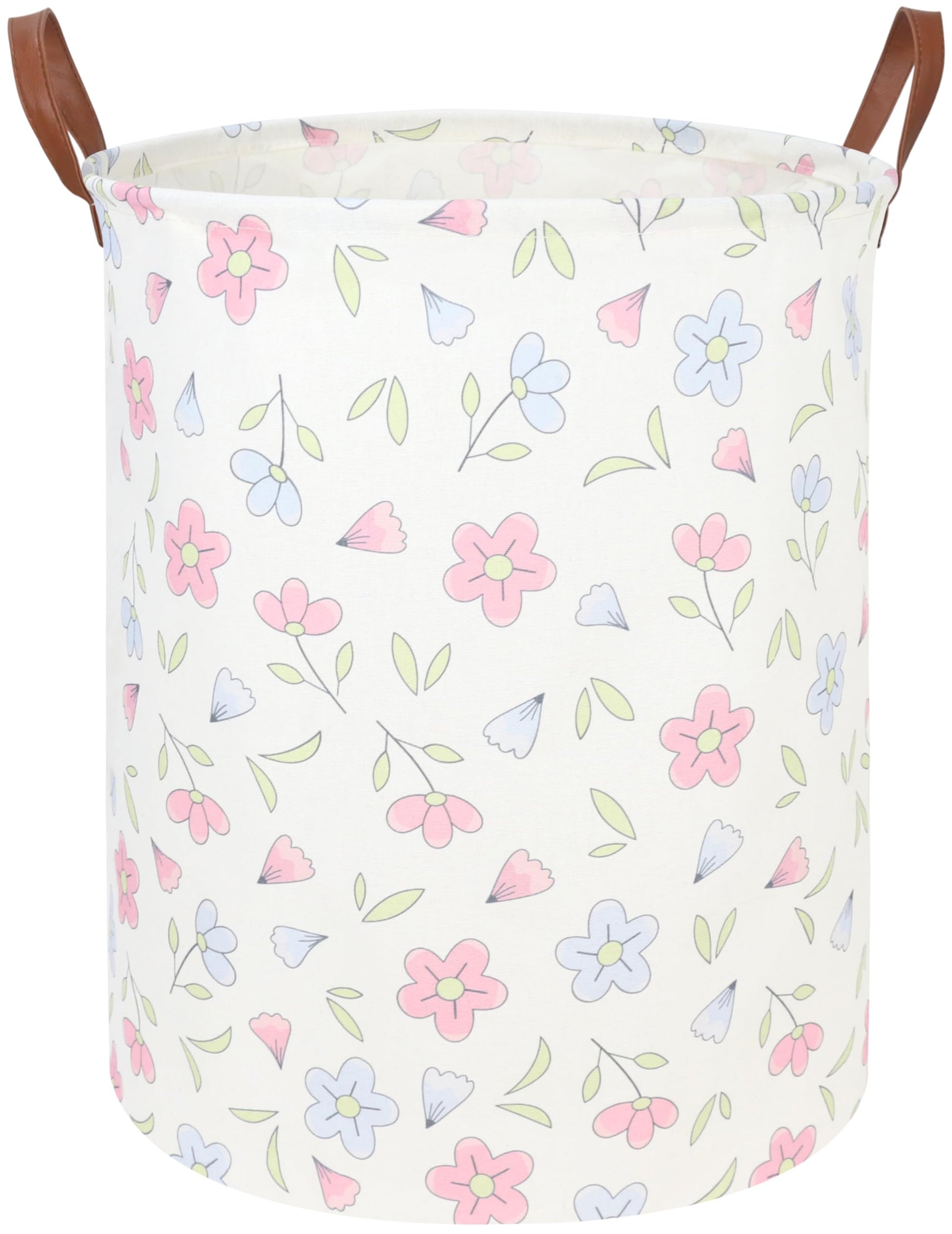 Fxocshe Flower Patter Laundry Hamper,Girls Laundry Basket,Waterproof Foldable Kid'S Laundry Basket,Baby Girls Nursery Hamper,Gif