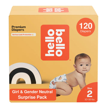 Hello Bello Diapers, Size 2 (10-16 Lbs) Surprise Pack For Girls - 120 Count Of Premium Disposable Baby Diapers, Hypoallergenic W