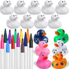 Jerify 12 Pcs 2 Inch White Blank Rubber Ducks Creative Rubber Ducks with Pens of 12 Colors for Pool Bathtub Float Cute Easter DI