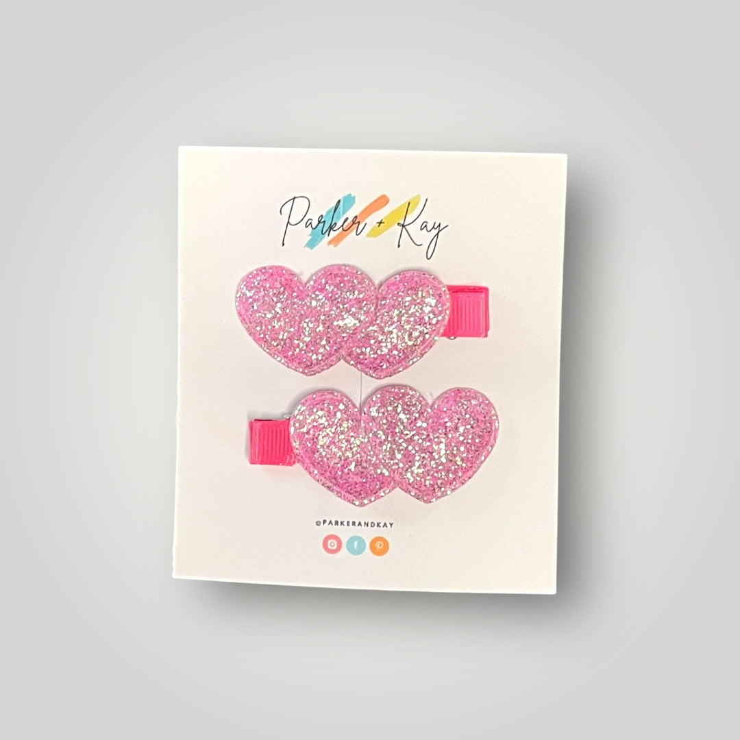 Sparkling Heart Hair Clips