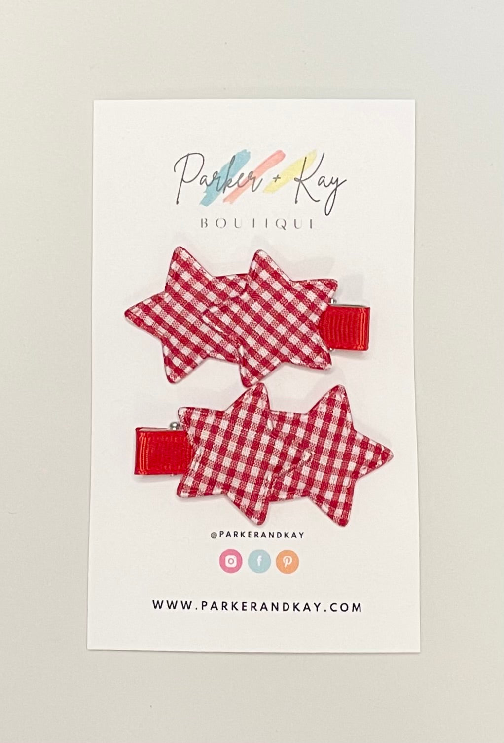 Gingham Stars Hair Clips