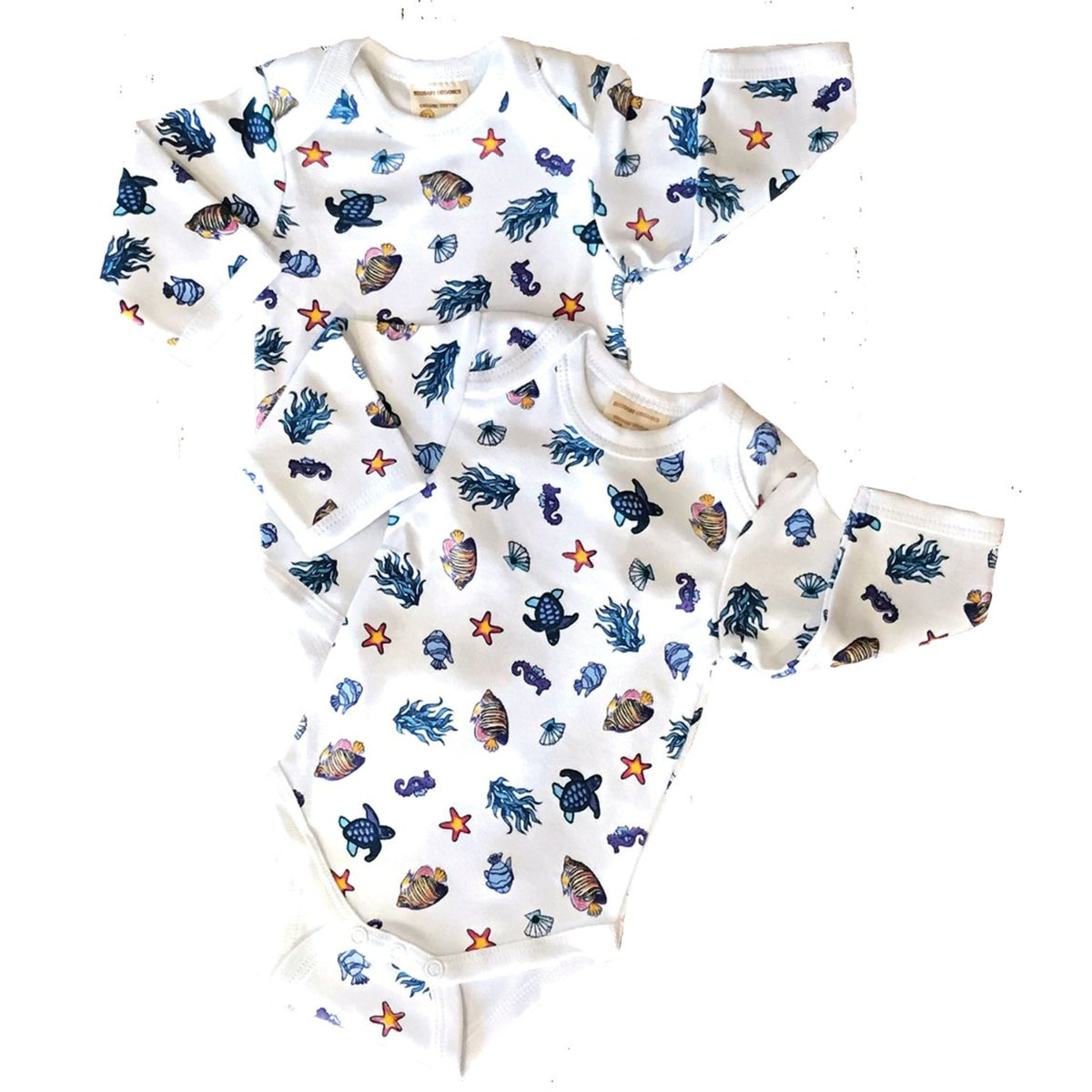 Organic Cotton Long Sleeve Bodysuits/Onesies  Under The Sea 36M