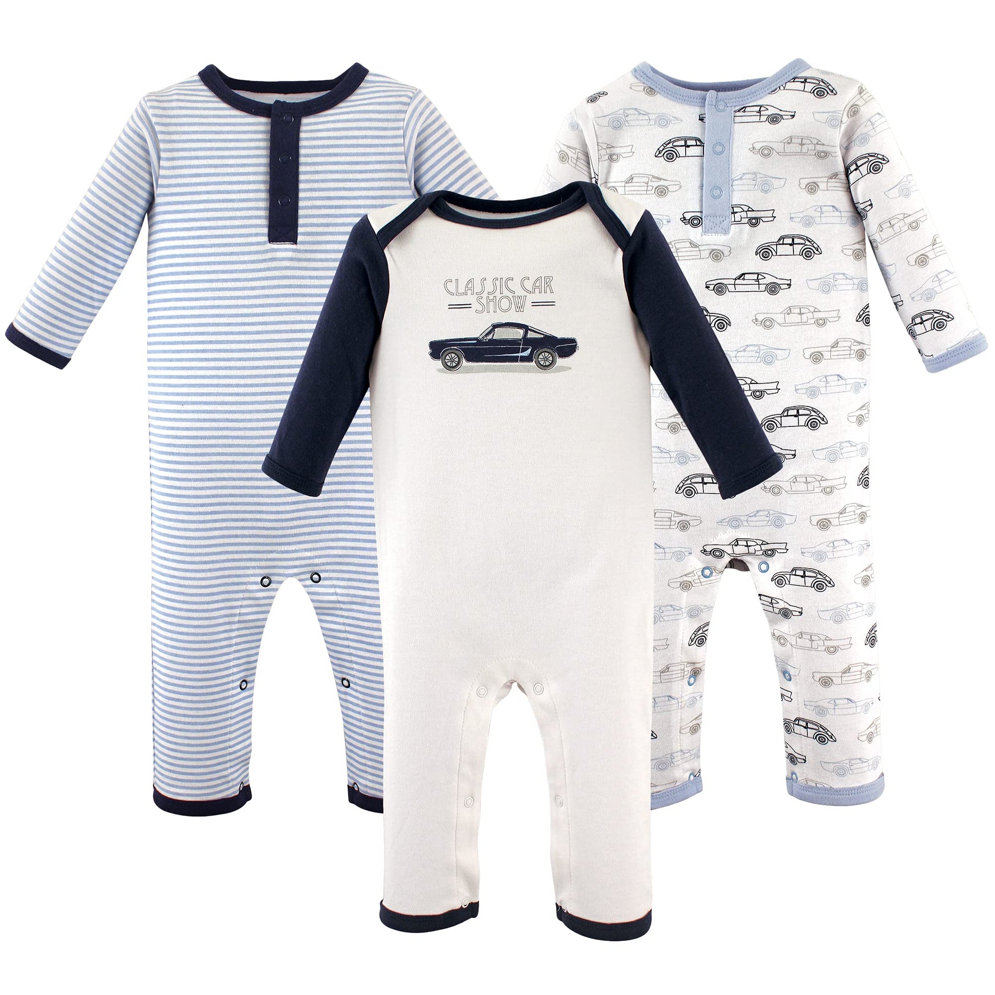 Hudson Baby Unisex Baby Cotton Coveralls, Classic Car, 0-3 Months