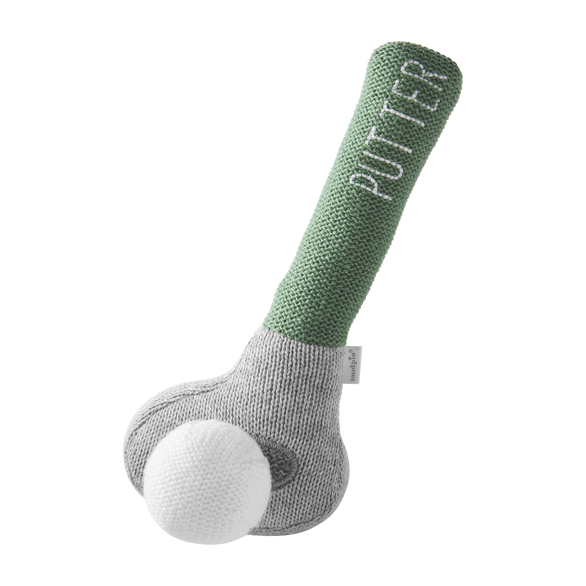Mud Pie Childrens Goft Knit Rattle, Green Putter Club