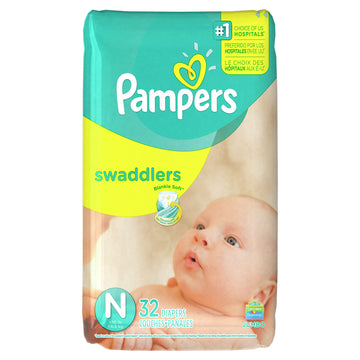 Pampers Swaddlers Diapers Size N Jumbo Pack 32 Ct