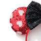 Foeran Mouse Ears Headbands With Shiny Glitter Bows For Girls Women'S Party Princess Cosplay Costume (Red Ears White Heart Dots)
