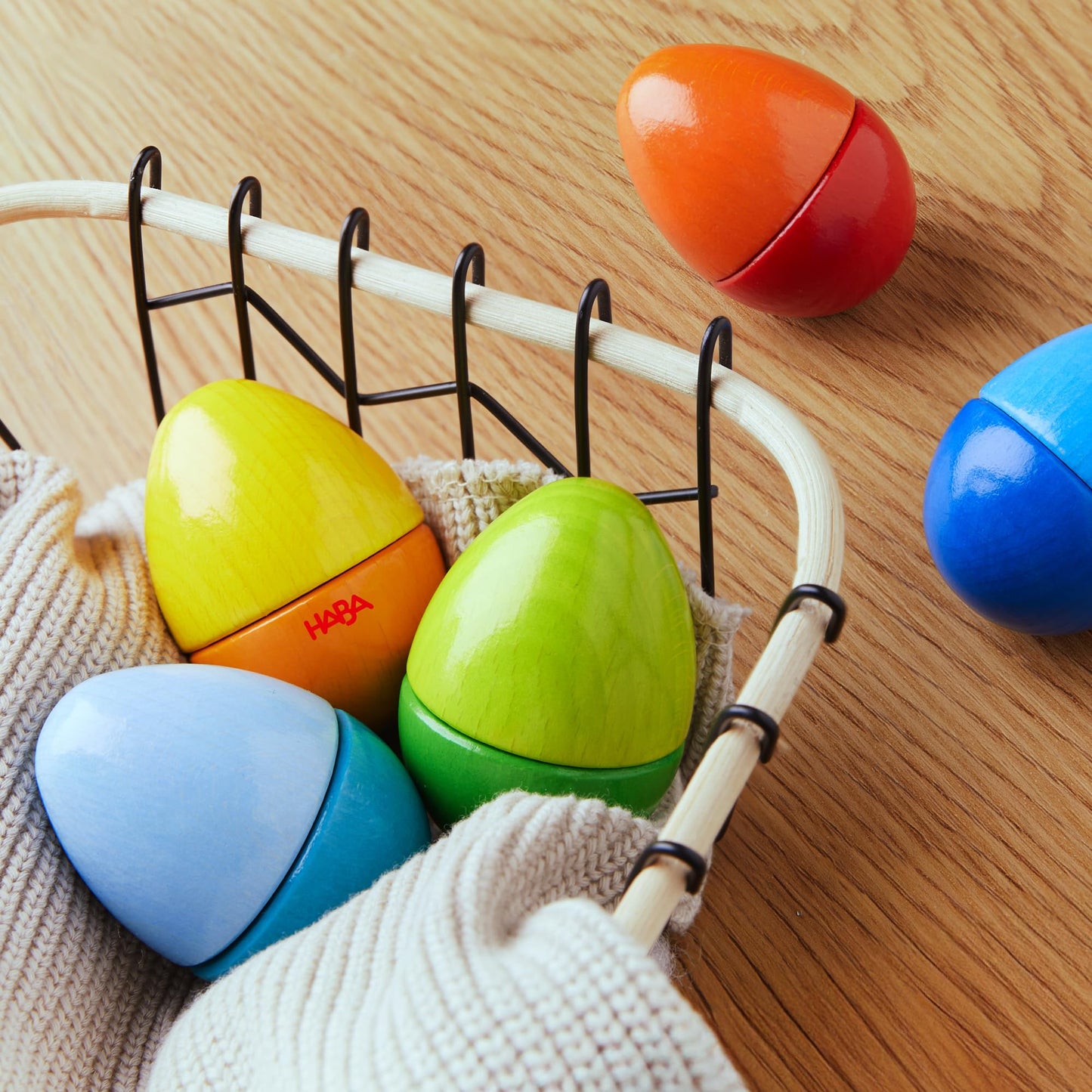 HABA Musical Eggs - 5 Wooden Eggs with Acoustic Sounds (Made in Germany)