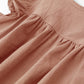 Lyxiof Toddler Baby Girl Cotton Linen Dress Ruffle Sleeve Halter Sleeveless Kids Casual Dresses Light Coffee 90Cm