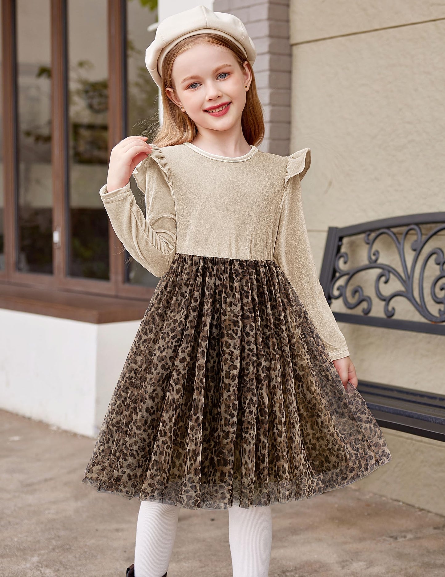 Arshiner Toddler Tulle Dress Velvet Tutu Fall Long Sleeve Winter Casual Outfit Leopard Size 2