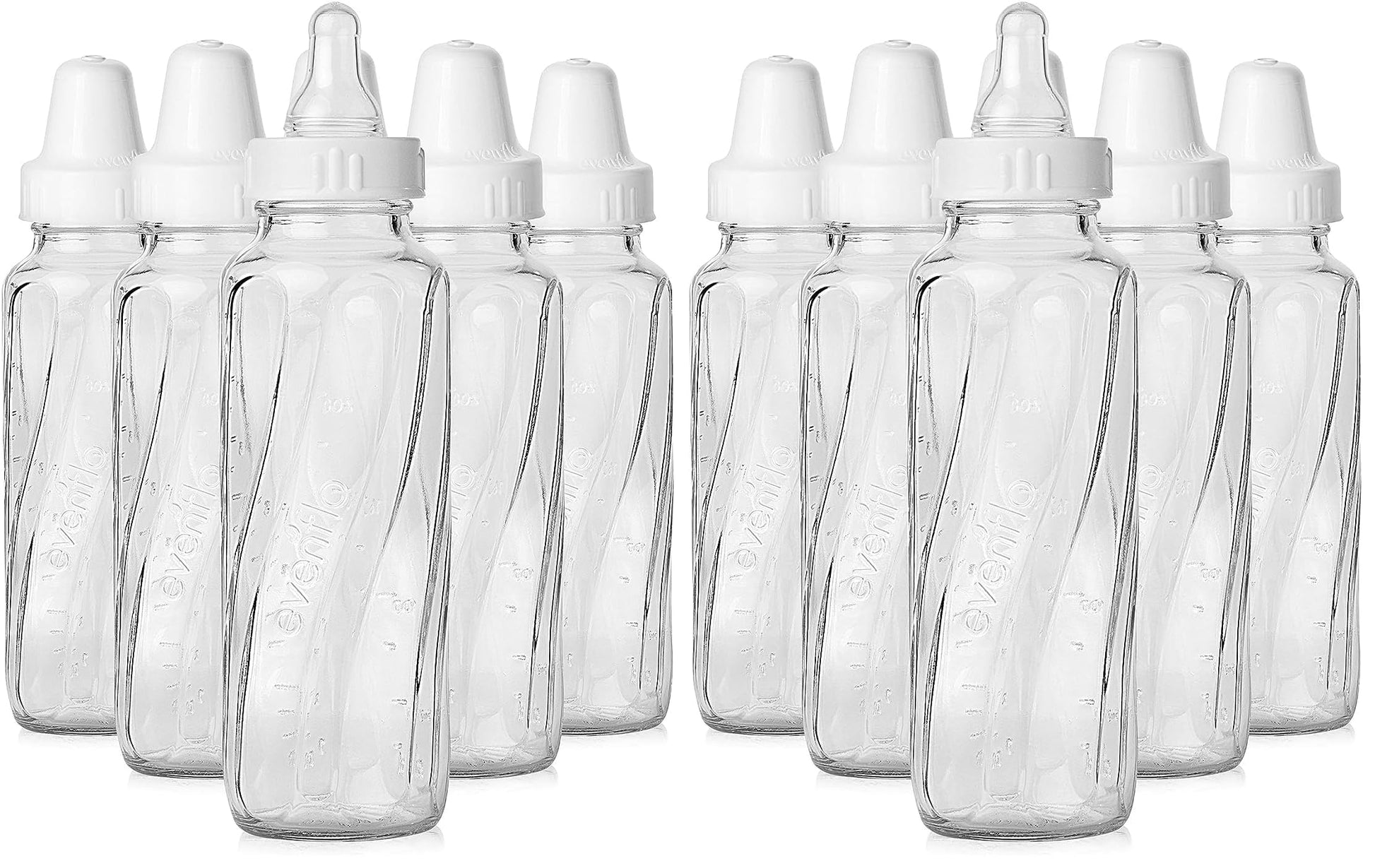 Evenflo Feeding Classic Glass Bottle, Twist Bottles, 8 Oz, 2-Pack of 6 Bottles