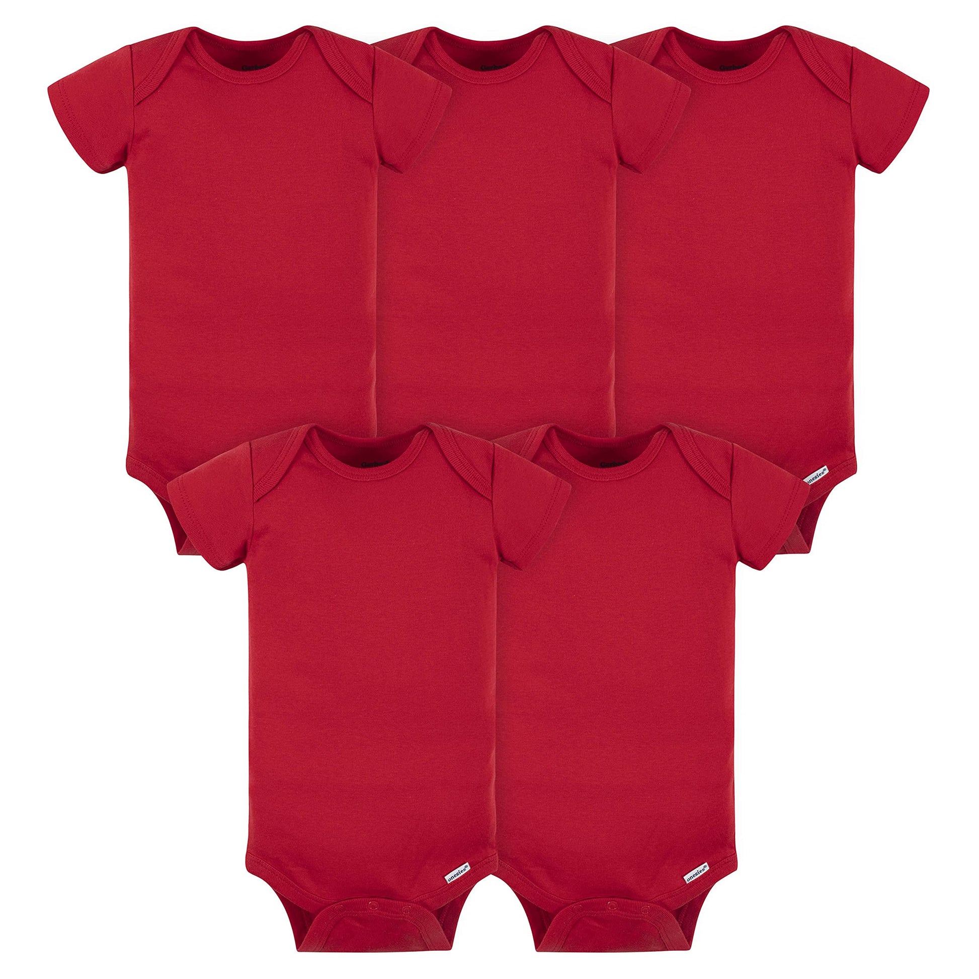 Gerber Baby Boys 5-Pack Solid Onesies Bodysuits Shirt, Red, 6-9 Months Us