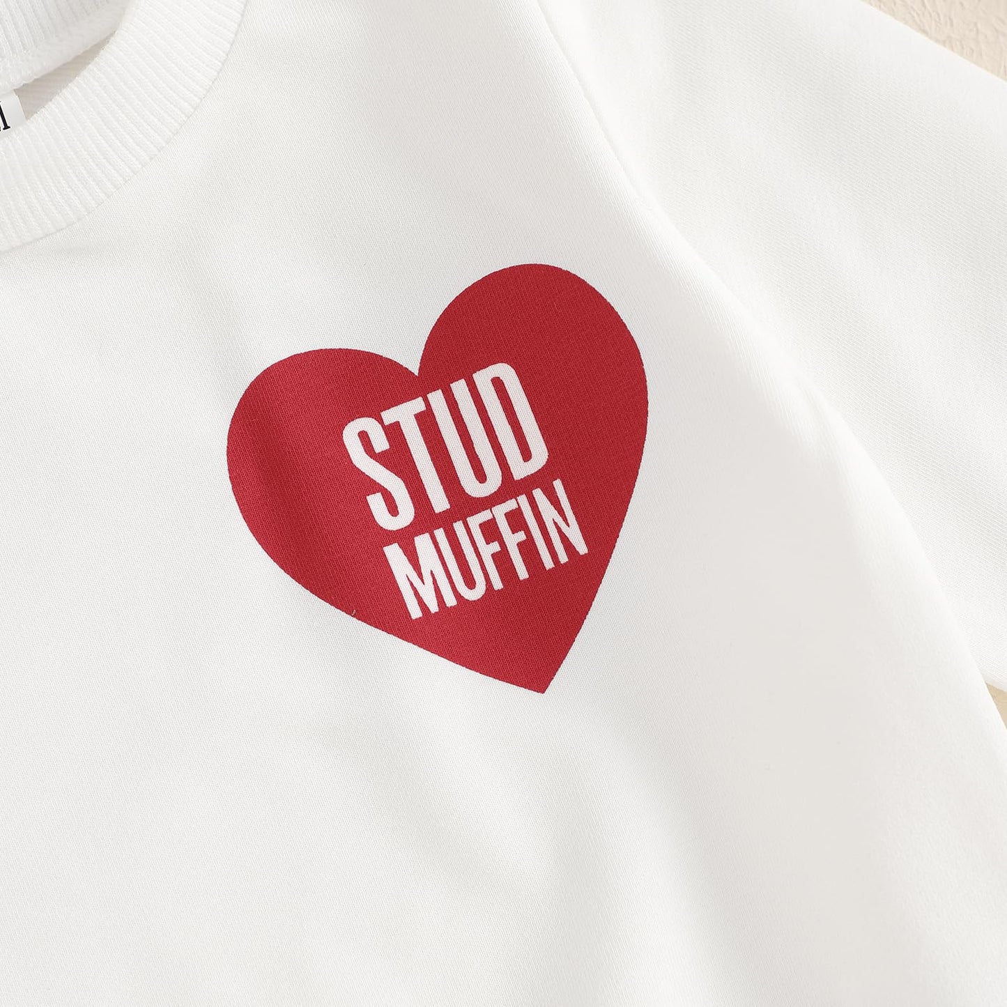 Toddler Boy Valentines Day Outfit Letter Print Crewneck Sweatshirt Tops Pants Cute Valentines Day Baby Boy Outfit Clothes (A-Whi