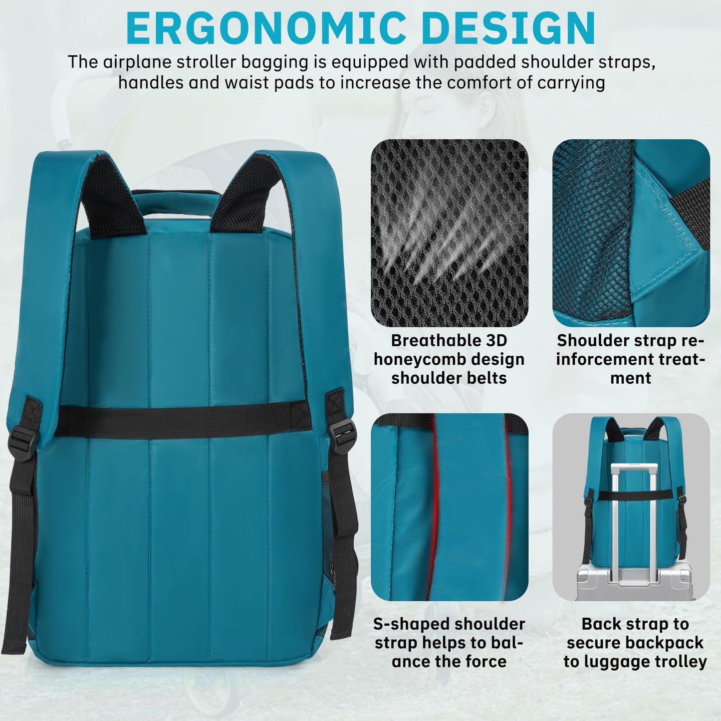 Akozlin Foldable Stroller Travel Bag Backpack 14.2'X8.7'X20.5'Compatible With Gb Pockit+ All City/Gb Pockit Air All Terrain/G