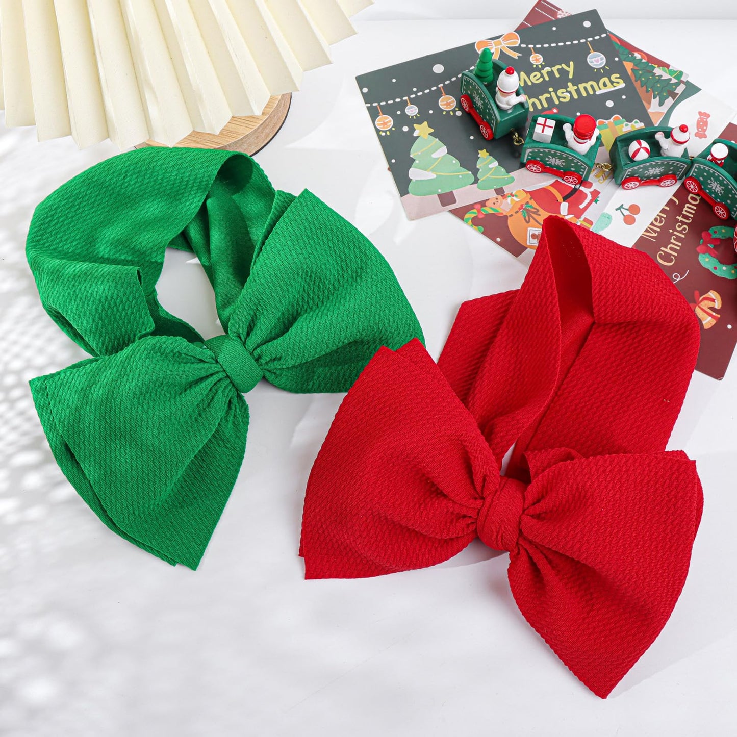 Yanjie Headbands - 7' Christmas Big Bows, Handmade Red And Green Hairbands For Newborn Toddler Infant, Hair Accessories Gifts F