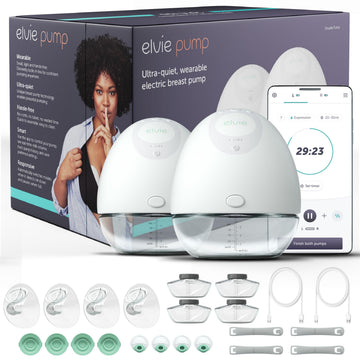 Elvie - Double, Wearable Breast Pump w/App - The Smallest & Quietest - Portable - Hands Free & Discreet - Automated w/Four Perso