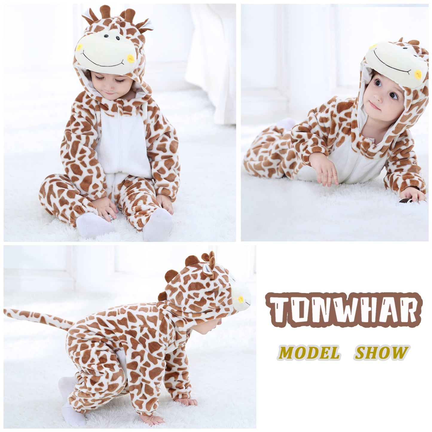 Tonwhar Infant And Toddler Halloween Cosplay Costume Kids' Animal Outfit Snowsuit(3-6 Months,Giraffe)