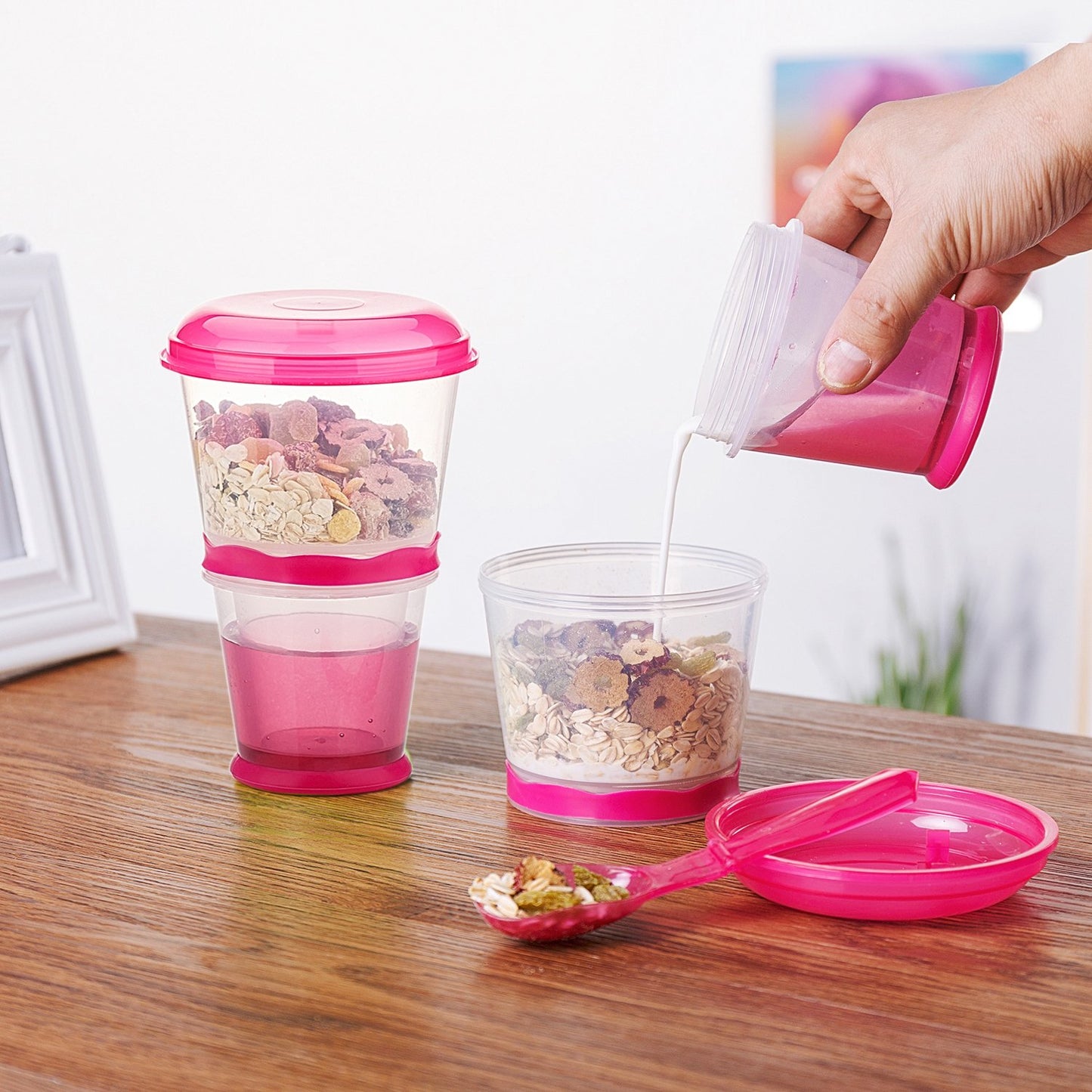 Cereal On The Go Cups Breakfast Drink Cups Portable Yogurt and Cereal to-Go Container Cup