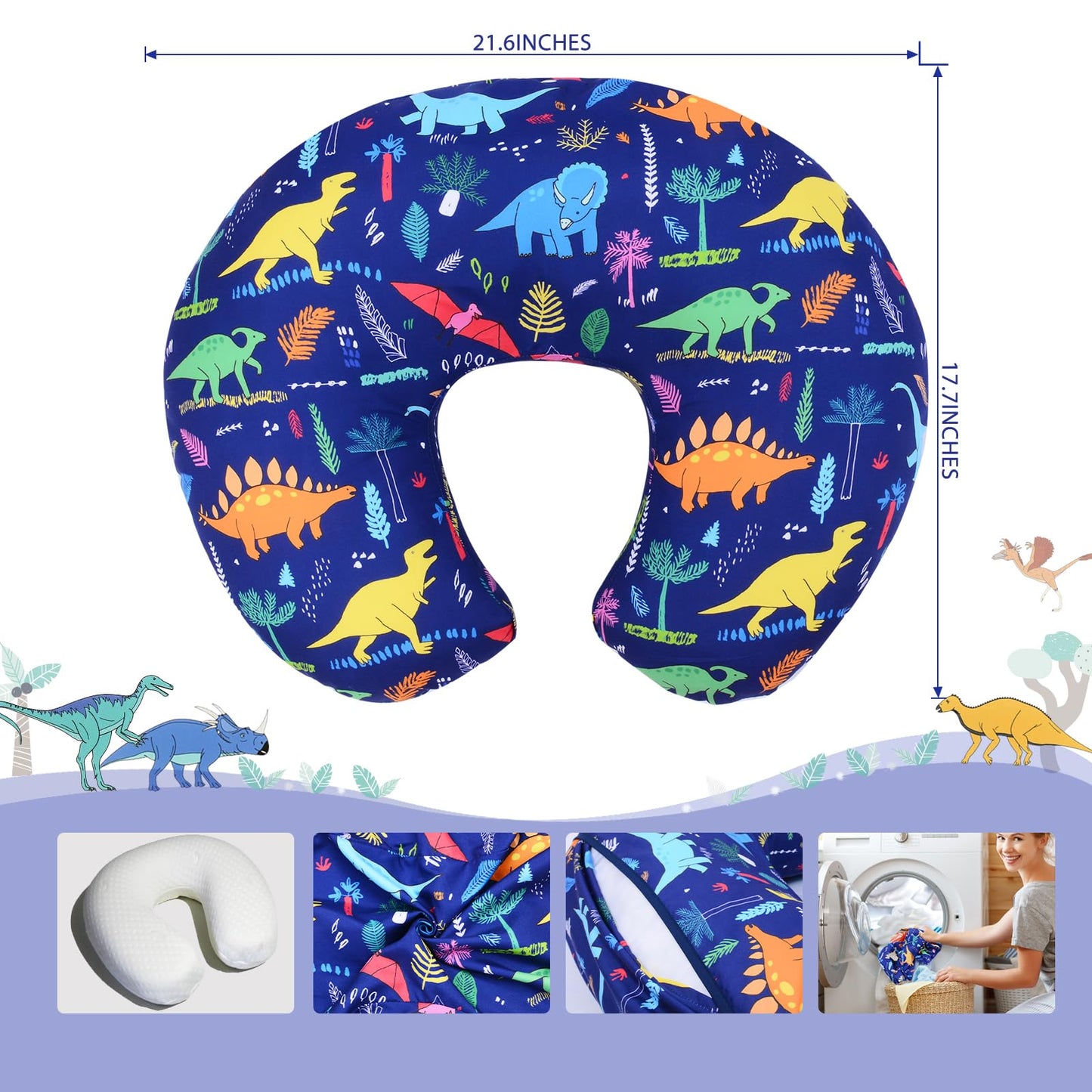 Cloele Nursing Pillow Cover For Breastfeeding Pillows - Dinosaur Breastfeeding Pillow Slipcovers For Baby Boys & Girls Ultra Sof