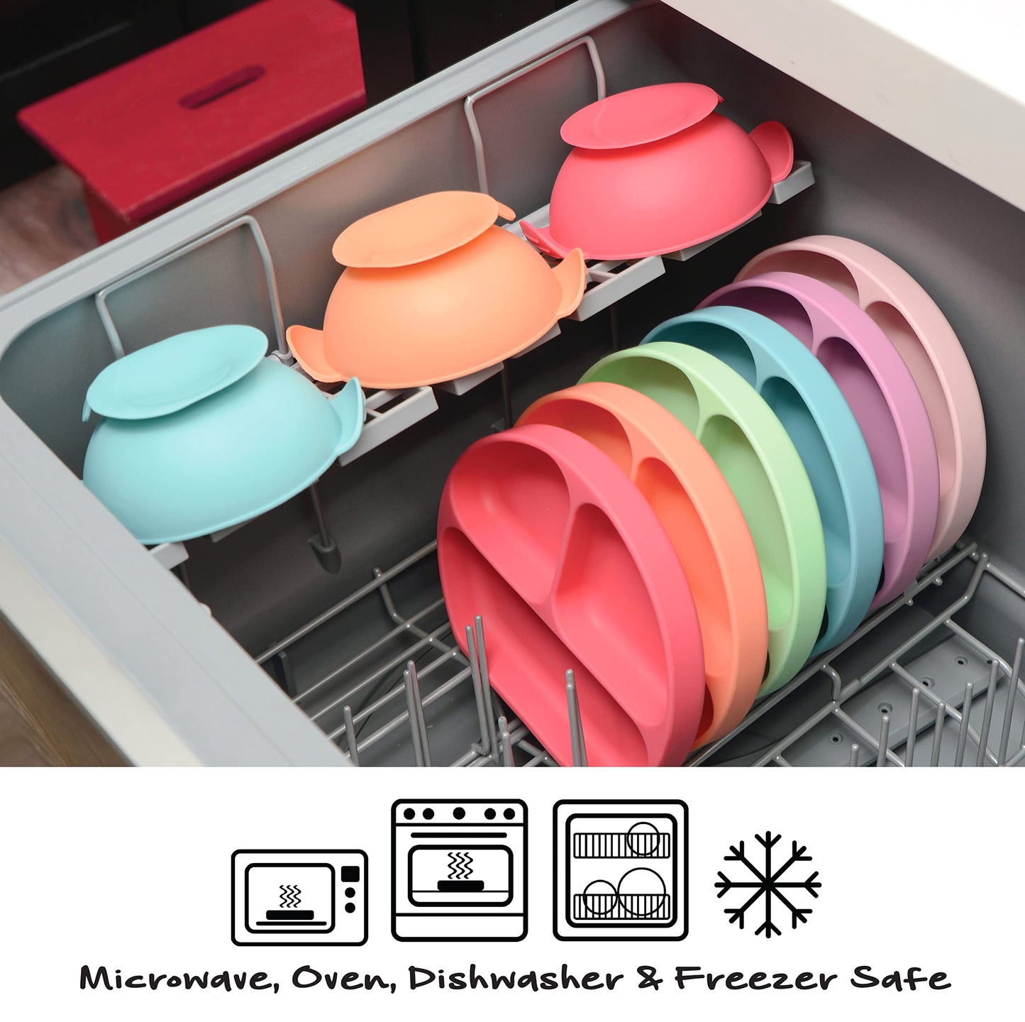 Primastella Unbreakable Silicone Non-Slip Bowl And Chew Spoon Set For Babies And Toddlers (Dark Green)