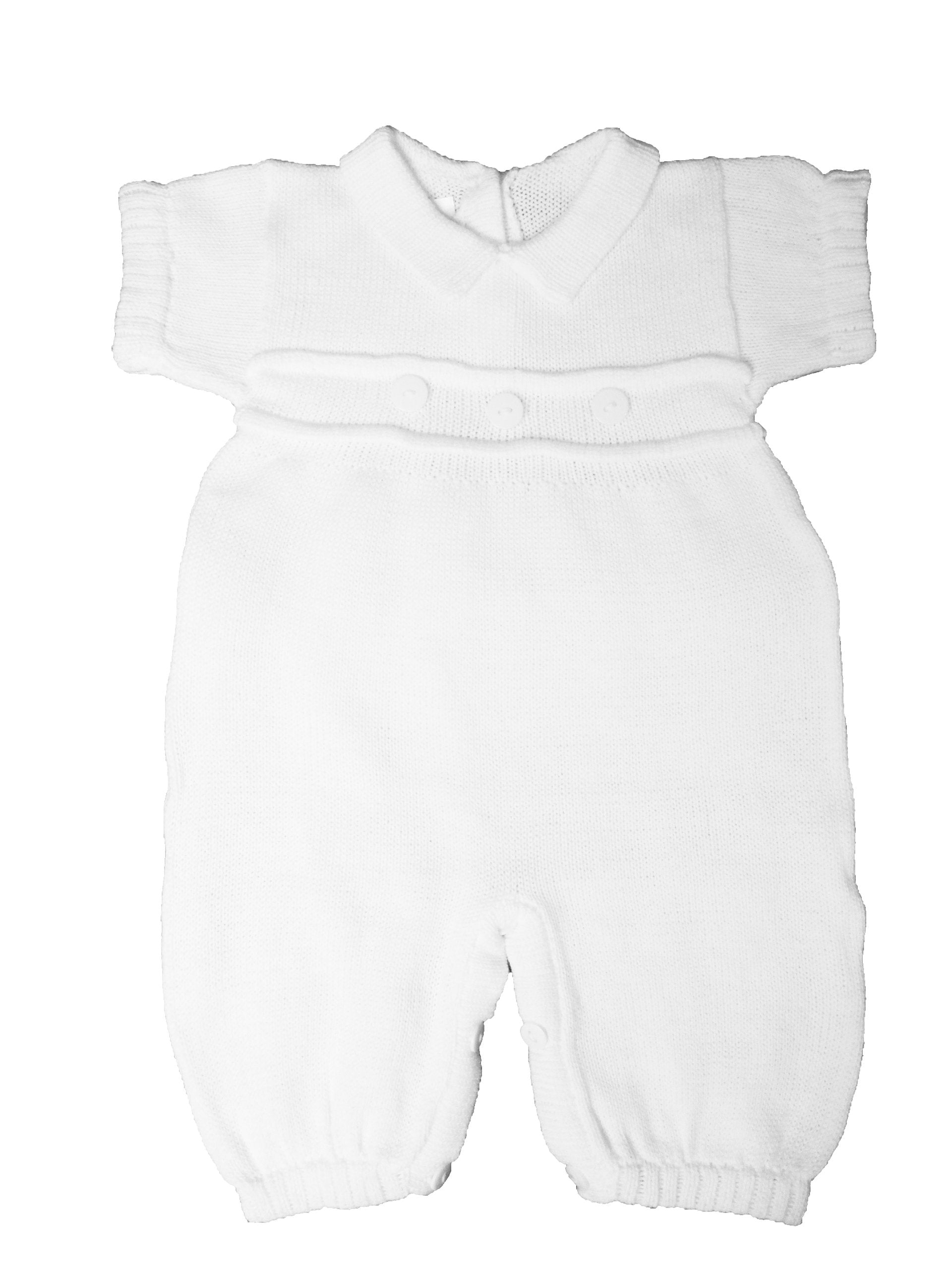 Dempsey Marie White 100% Cotton Boy'S Christening Baptism Knit Longall Short Sleeve 3 Month