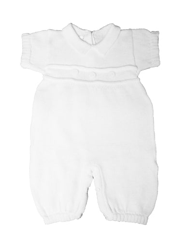 Dempsey Marie White 100% Cotton Boy'S Christening Baptism Knit Longall Short Sleeve 3 Month