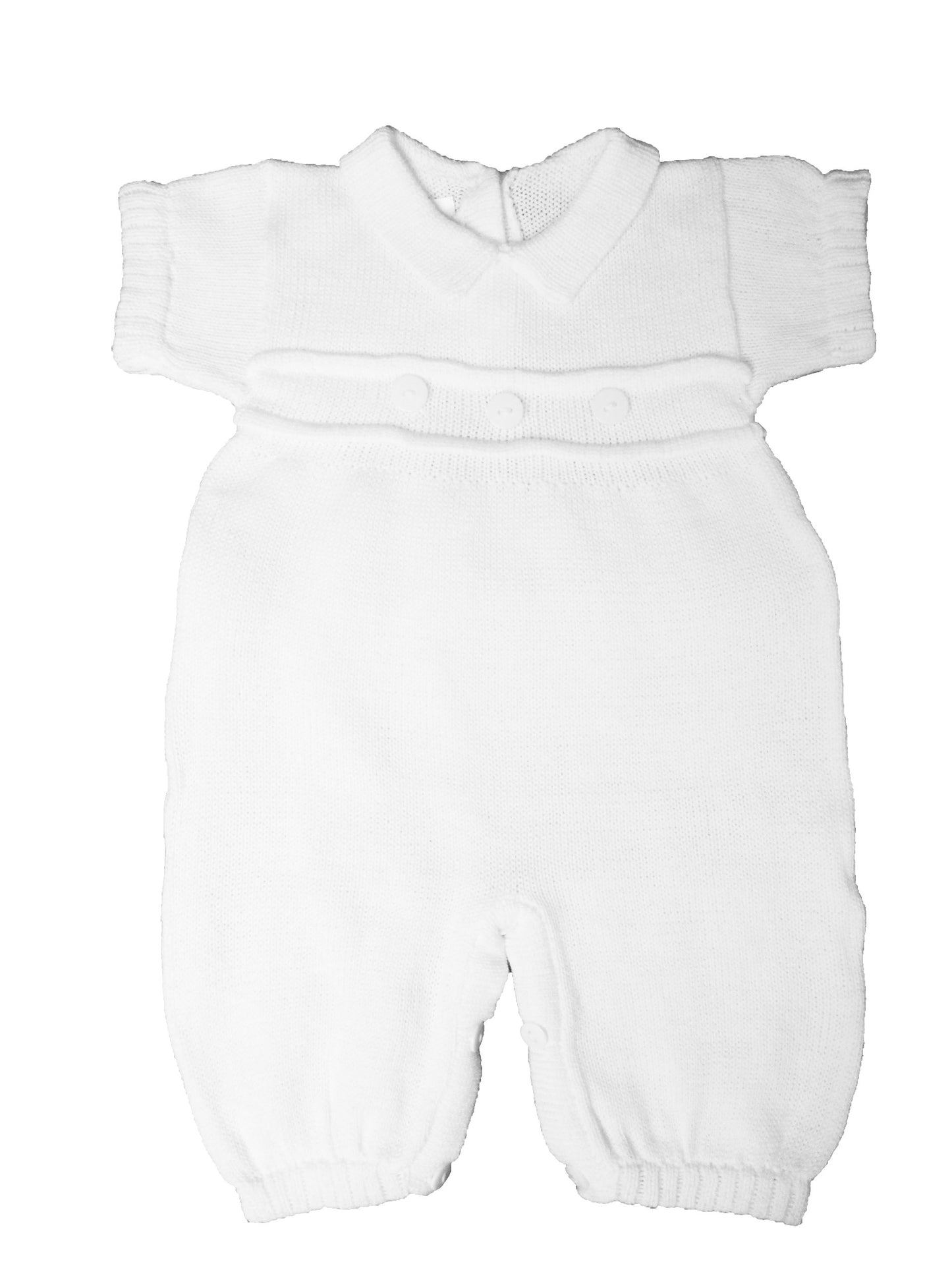 Dempsey Marie White 100% Cotton Boy'S Christening Baptism Knit Longall Short Sleeve 12 Month