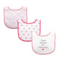 Luvable Friends Unisex Baby Cotton Drooler Bibs With Fiber Filling, Girl Thank Heaven 3-Pack, One Size