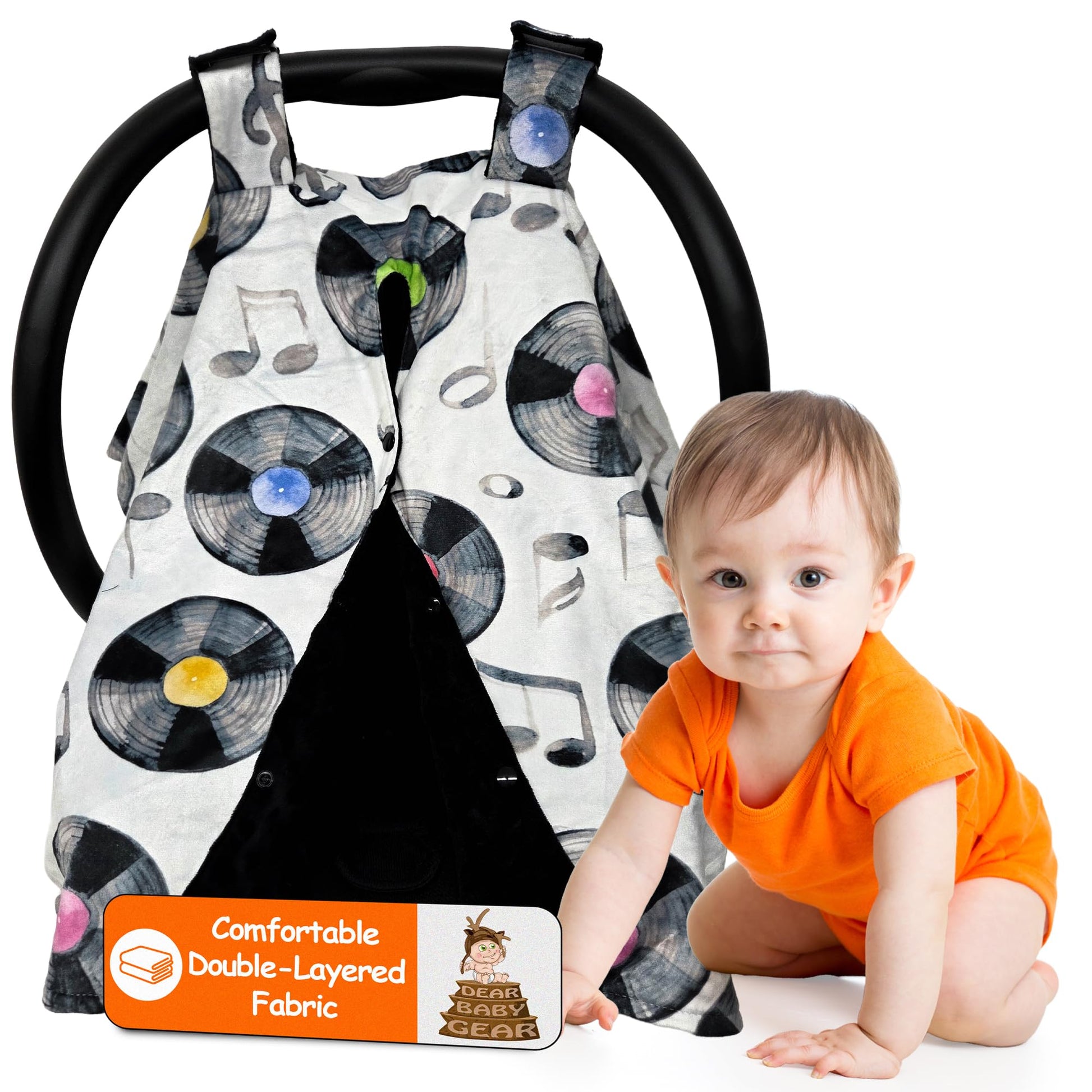 Dear Baby Gear - Car Seat Canopy, Infant Carrier Cover for Boys & Girls, Cozy Fall Baby Shower Gift, Nursing & Stroller Use, New