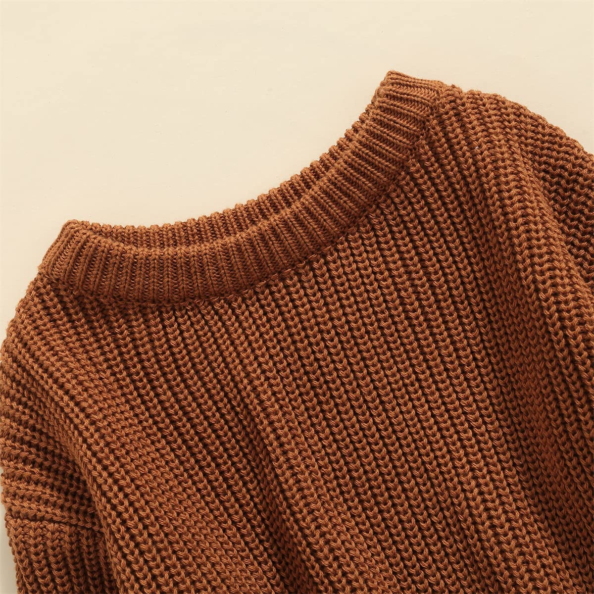 Afunbaby Baby Girl Boy Knit Sweater Blouse Pullover Sweatshirt Warm Crewneck Long Sleeve Tops For Infant Toddler (4-5T,A-Brown)