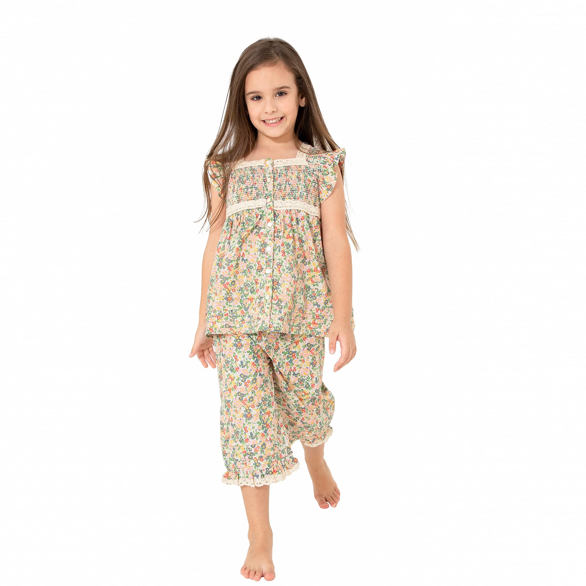 Cherry Crumble Multicolor Floral Printed 100% Cotton Short Sleeves Square Neck Night Wear Regular Fit Lace Summer Nightsuit for 
