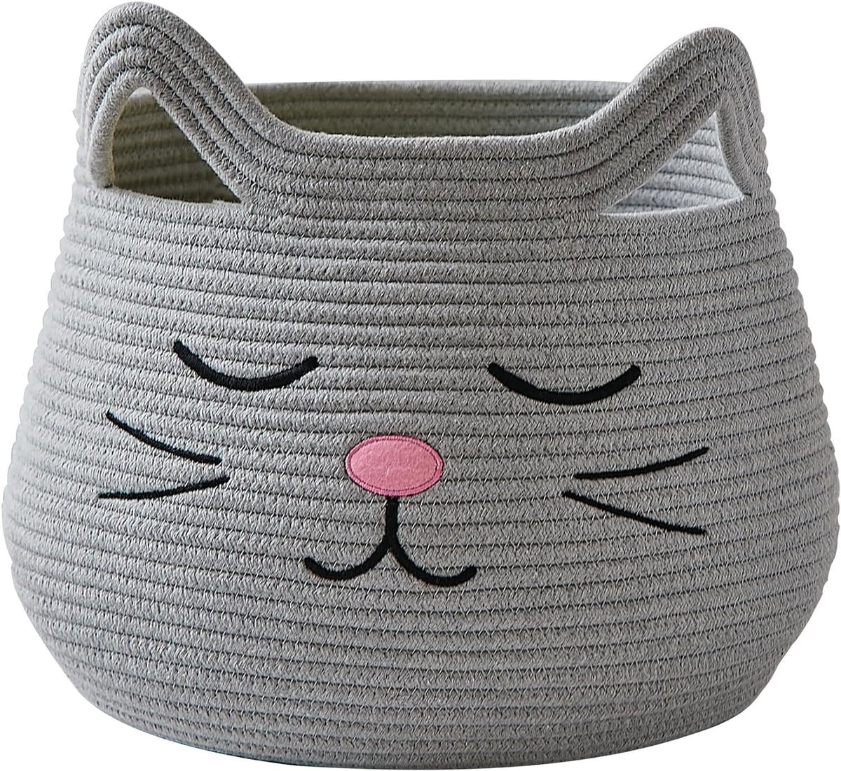 RUGSZONE Cute Storage Basket With Handles for Dog Toys, Blankets, Baby Items  Living Room, Nursery Dcor (Small, Grey Pink Oval)