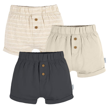 Gerber Baby 3-Pack Knit Shorts, Grey