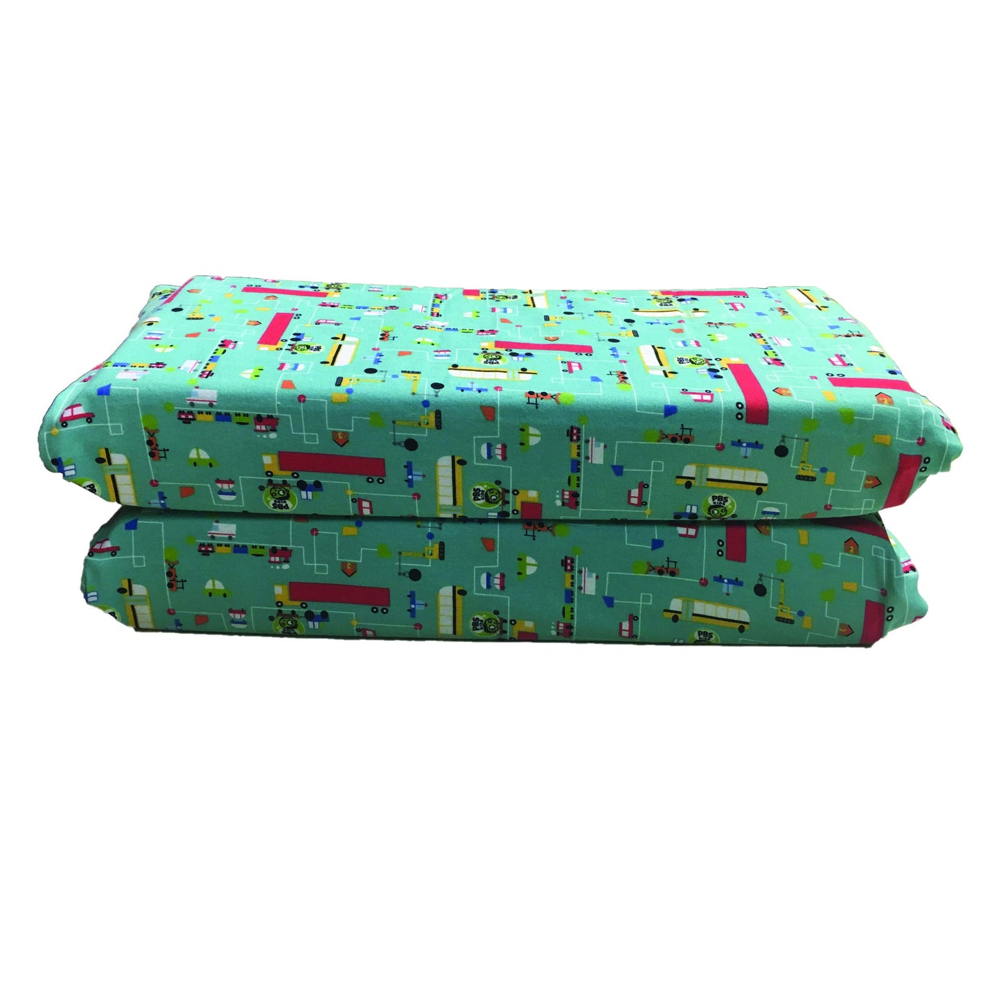 Kindermat 1.5' Thick + Pbs Kids Kinderbundle - Washable Cover, Special Edition - Traffic Jam Design- Regular, Washable Sheet Is