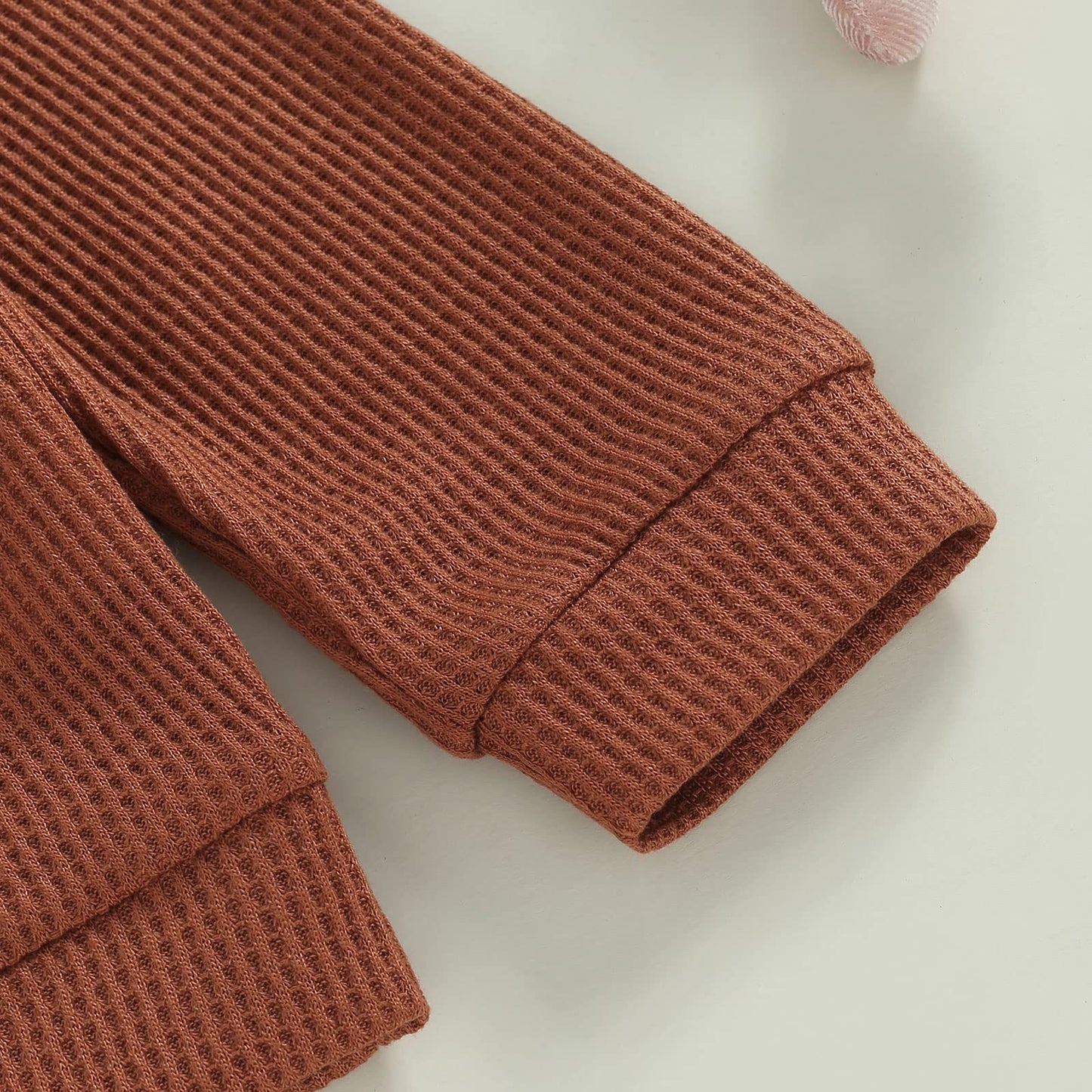 Infant Toddler Baby Boy Easter Outfits Long Sleeve Shirts Waffle Sweatshirt With Bunny Pants 2Pcs Spring Outfits (Bunny Brown, 0