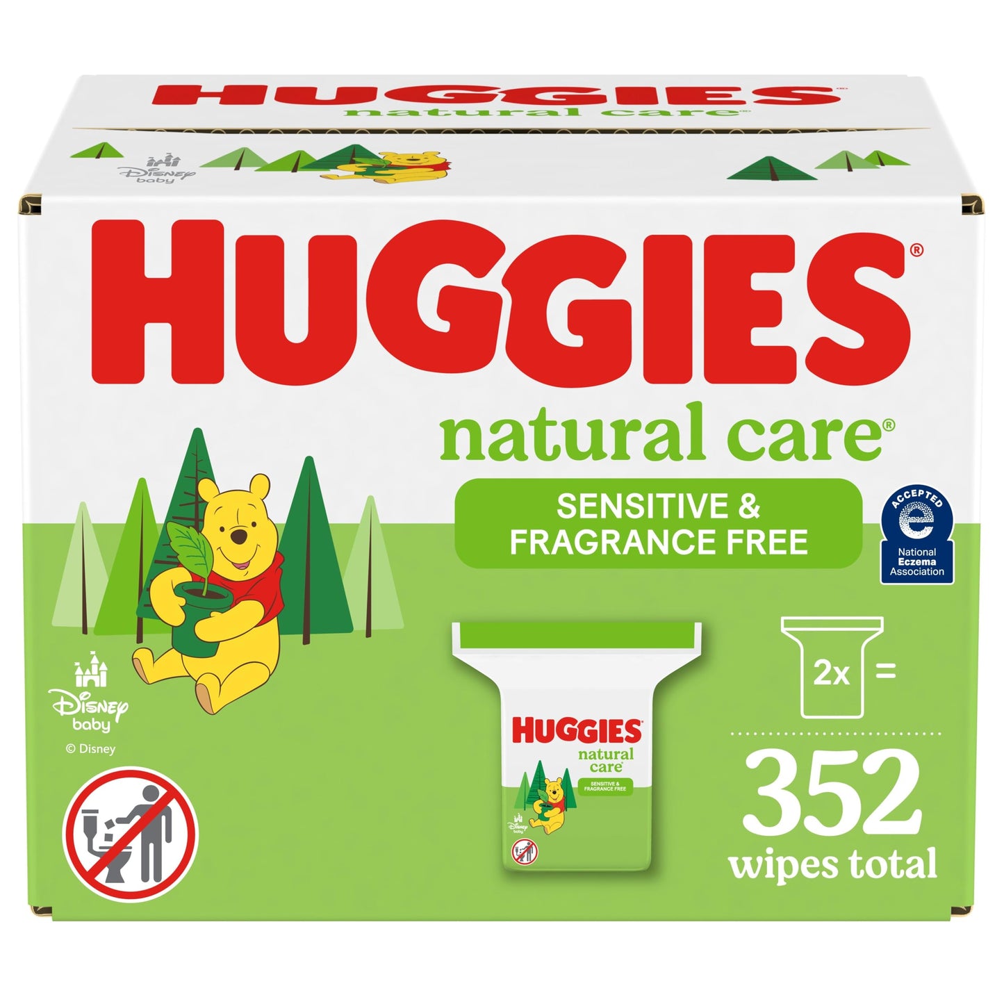 Huggies Natural Care Sensitive Baby Wipes, Unscented, Hypoallergenic, 99% Purified Water, 2 Refill Packs (352 Wipes Total)