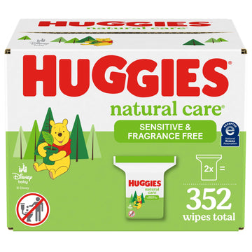 Huggies Natural Care Sensitive Baby Wipes, Unscented, Hypoallergenic, 99% Purified Water, 2 Refill Packs (352 Wipes Total)